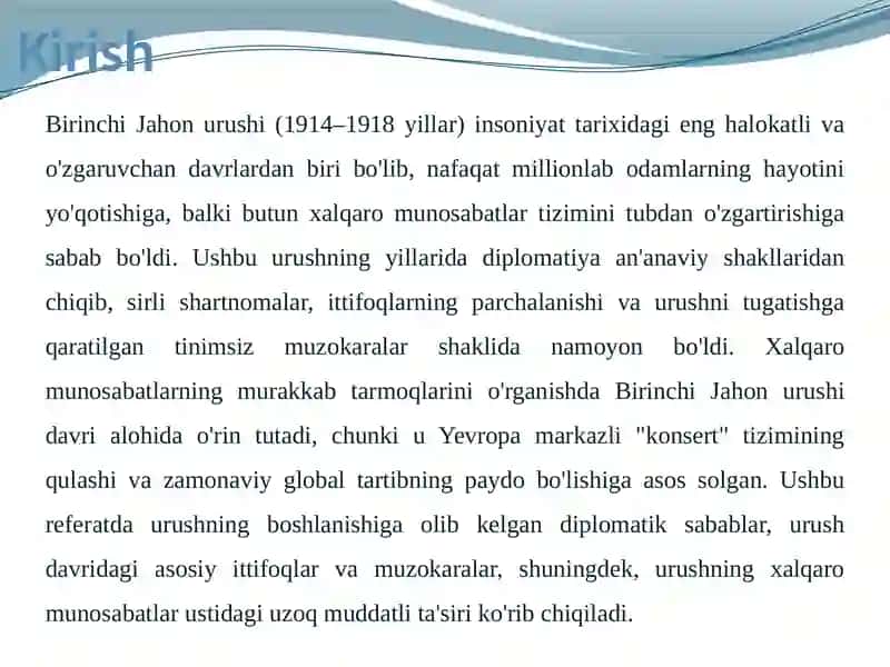 BIRINCHI JAHON URUSHI YILLARIDA XALQARO MUNOSABATLAR VA DIPLOMATIYA 4