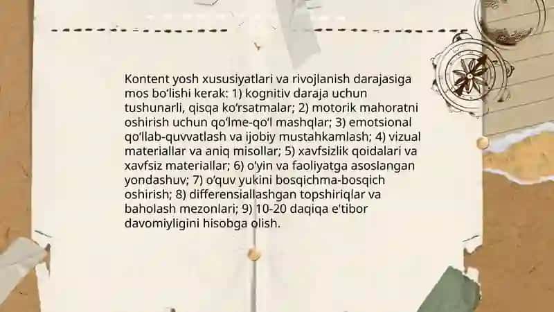 Boshlangich sinflarda texnalogiya darsi mavzulariga quyilgan talablar 4
