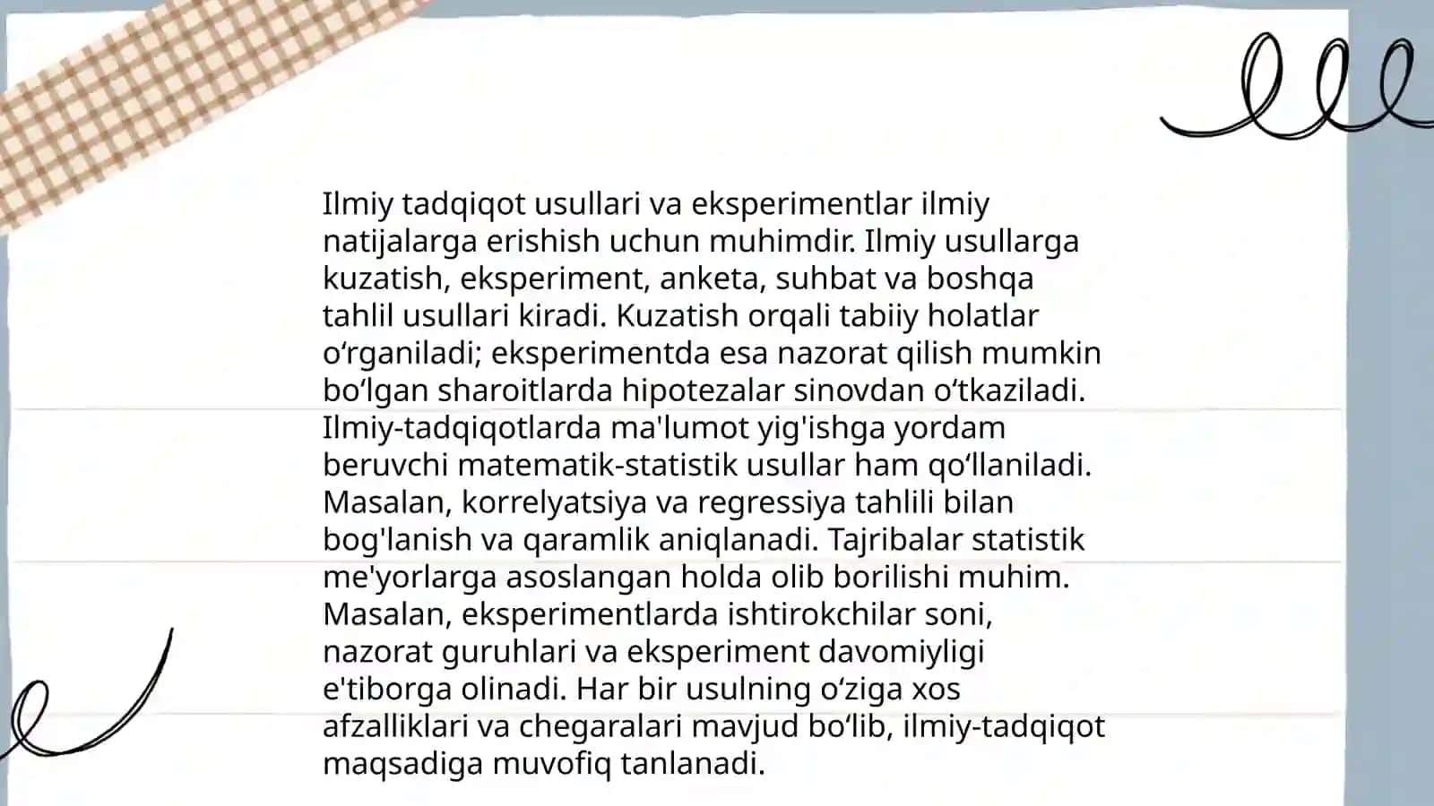 Eksperimental tadqiqot usullari 4
