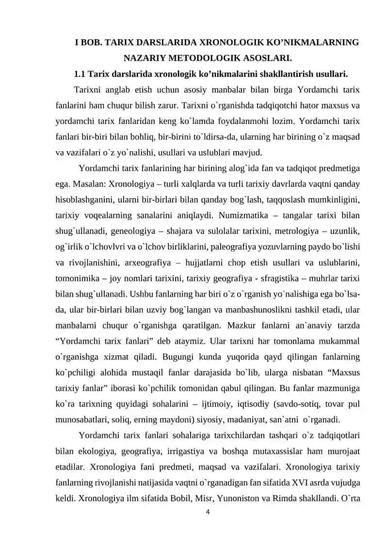 Tarix Darlarda Xronologik Ko'nikmalarini Rivojlantirish 4