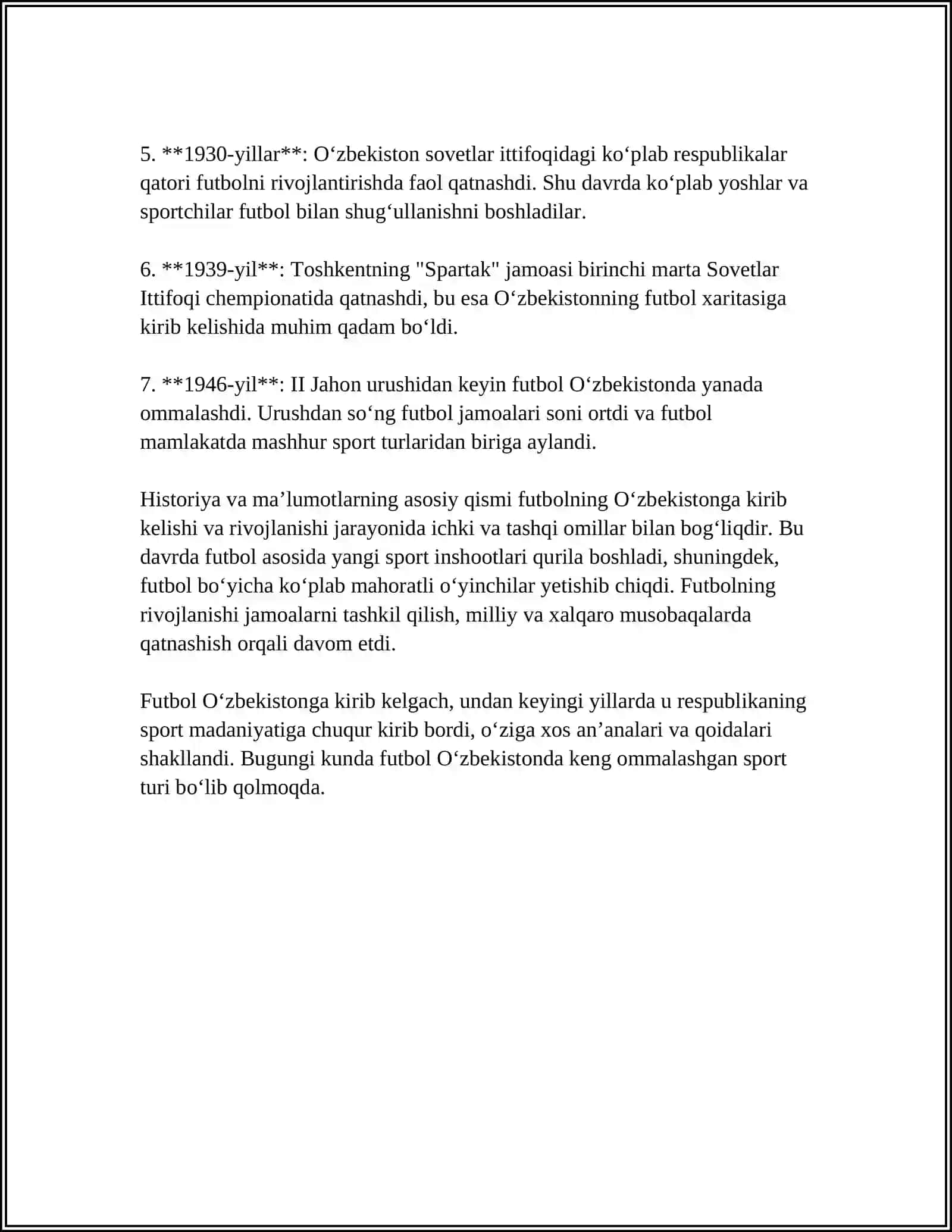 O'ZBEKISTONDA FUTBOL O'YININING KELIB CHIQISHI VA RIVOJLANISH TARIXU 4