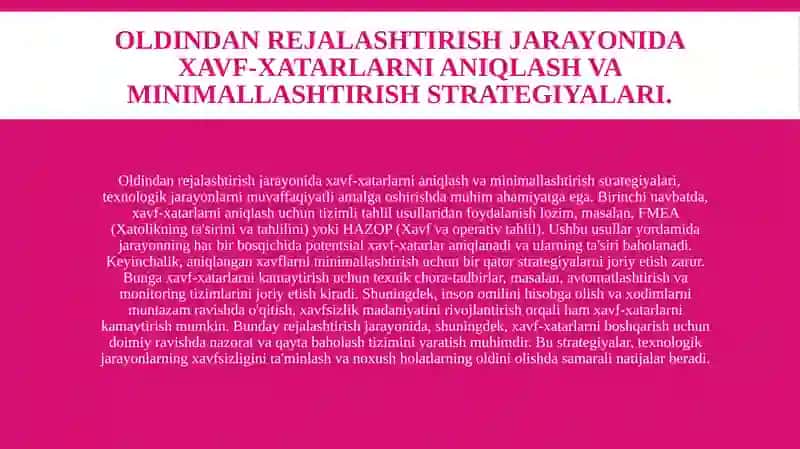Texnologik jarayonlarning xavfsizlik standartlariga mos kelishini ta'minlash 4