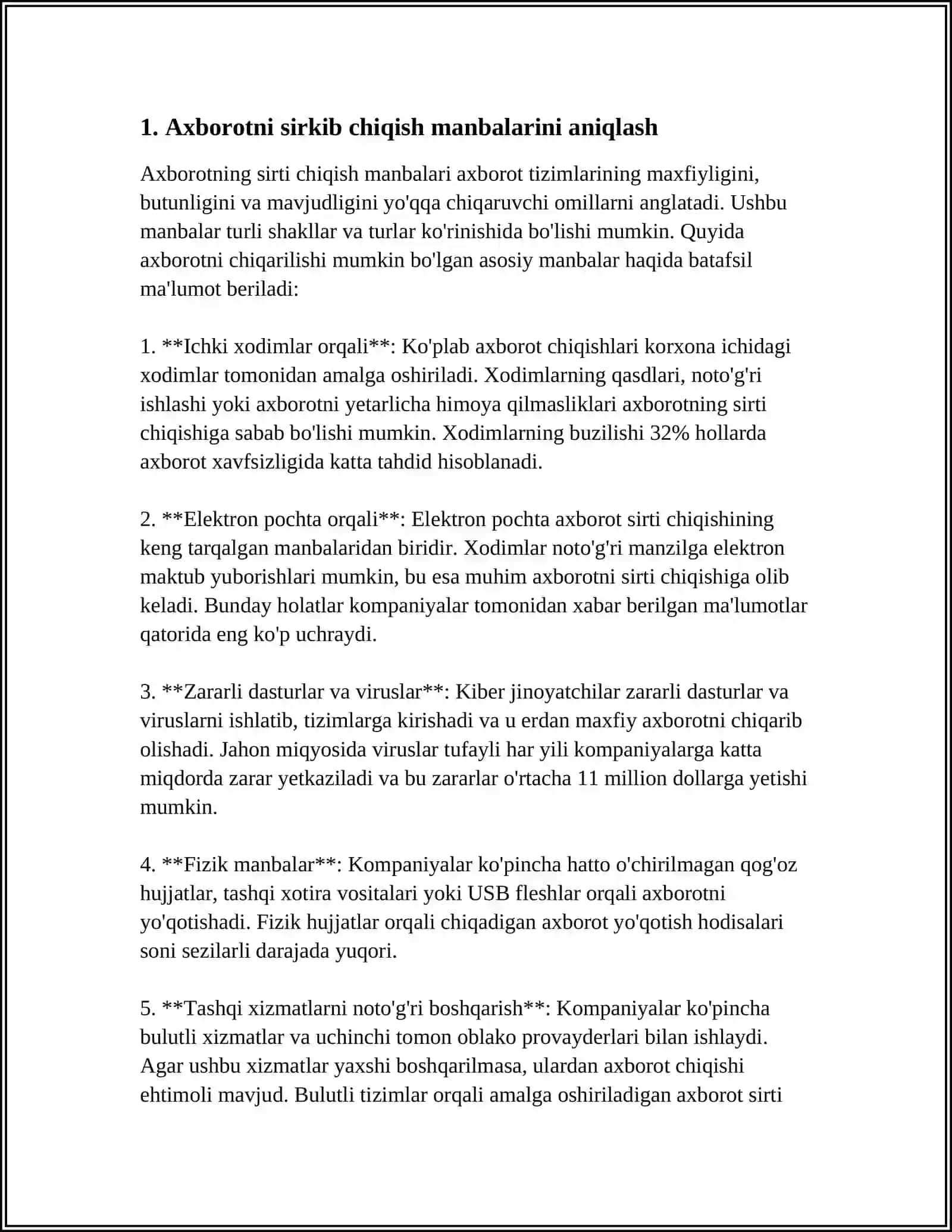 AXBOROTNI SIRQIB CHIQISHI MANBALARI, TARQATISH VA TAHLIL QILISH KANALLARI 4