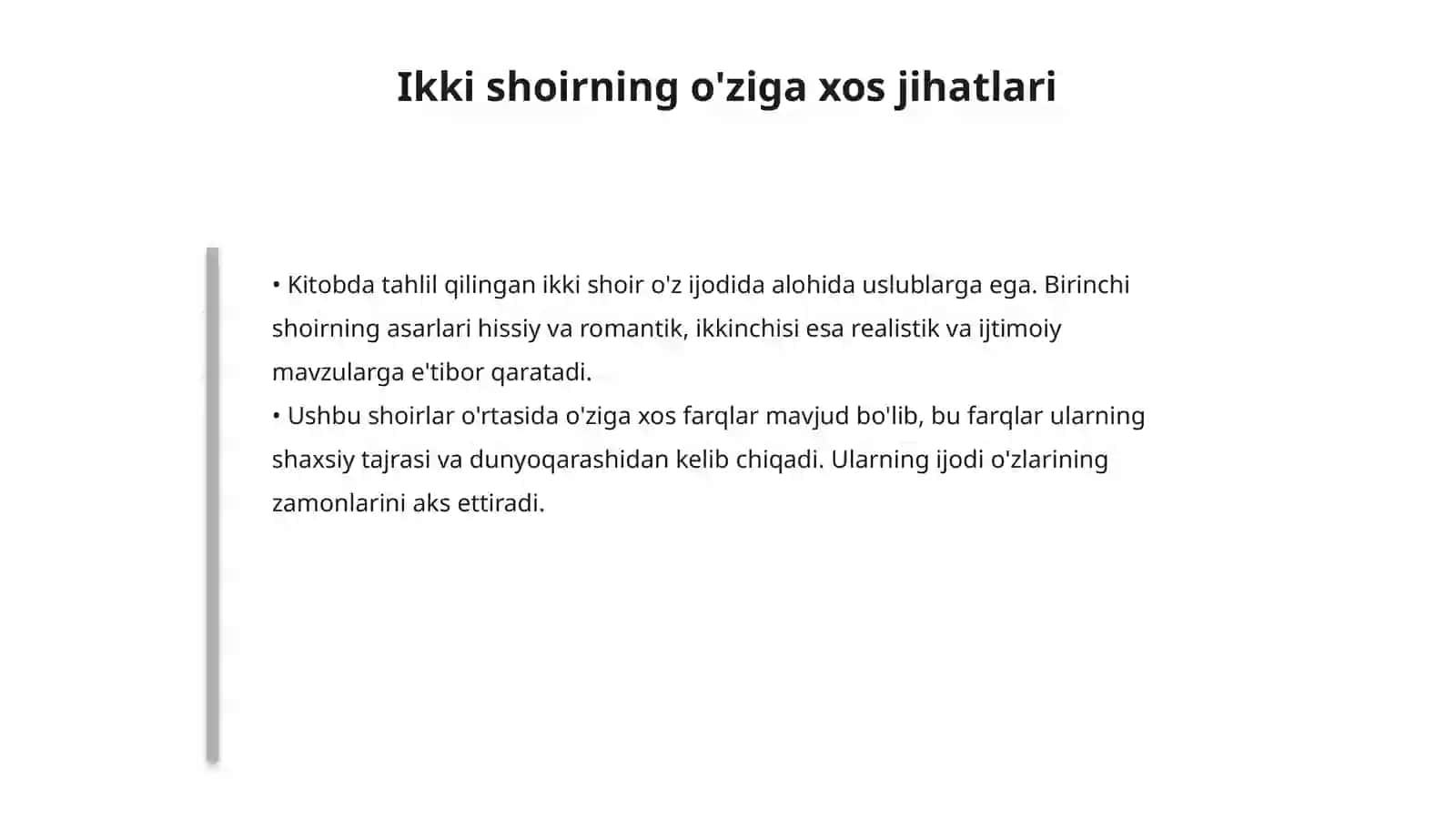 N.Karimovning "XX asr manzaralari kitobidan" Ikki shoir ikki javohir boʻlimini oʻqib oʻrganish 4