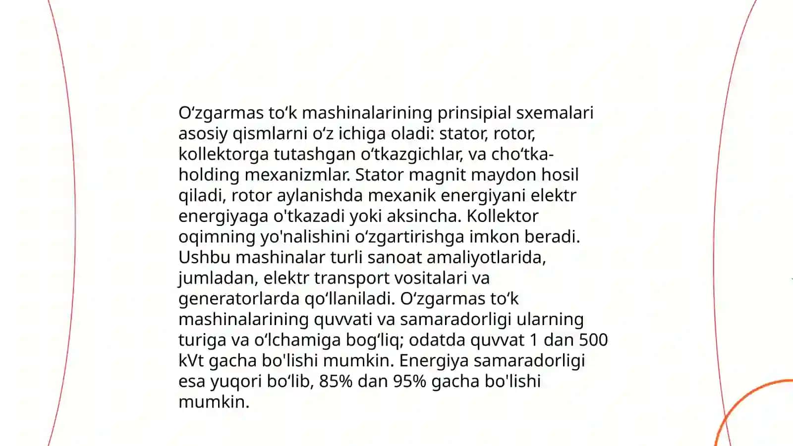 O‘zgarmas to‘k mashinalarining tavsiflari 4