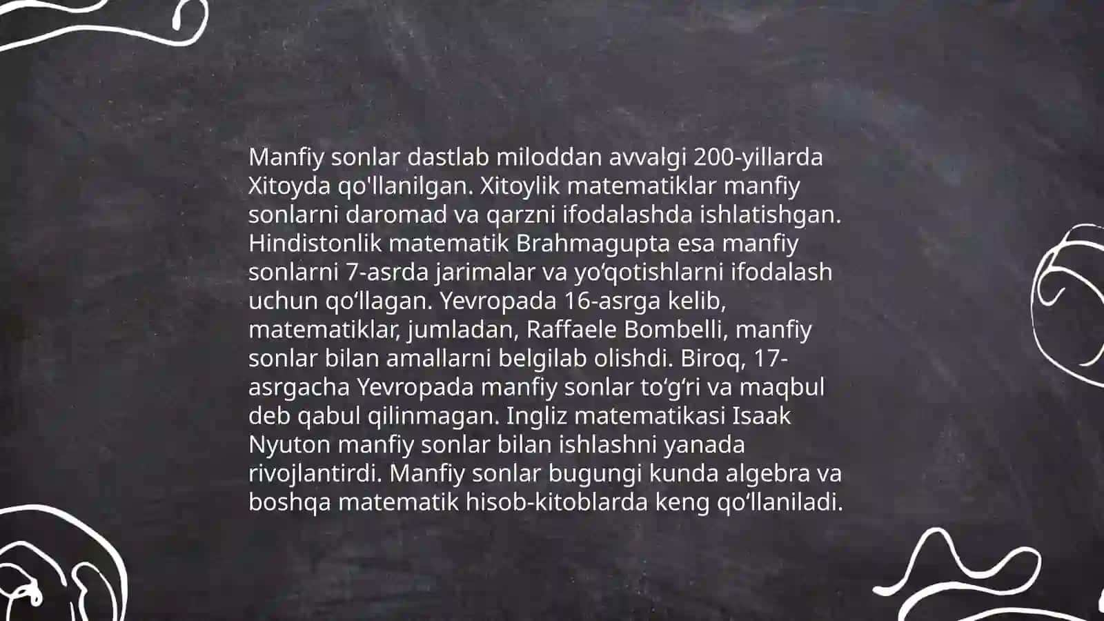 Manfiy son va kasr tushunchasining vujudga kelishi haqida tarixiy malumot 4