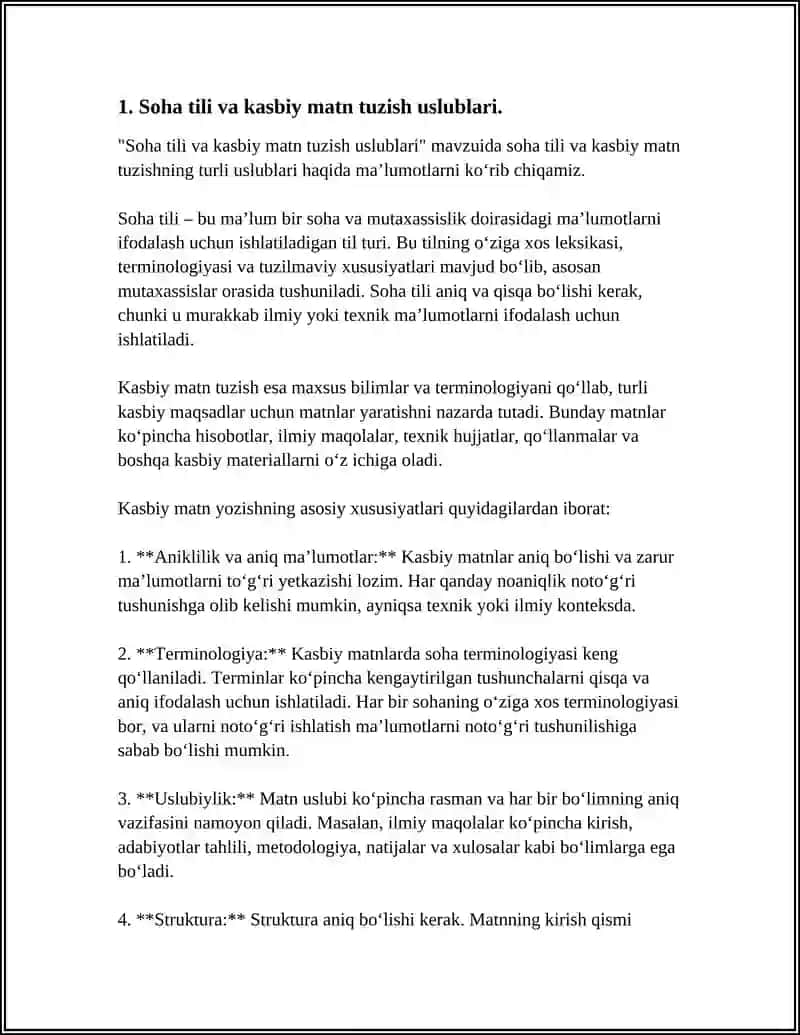 Soha tili va kasbiy matn tuzish uslublari 4