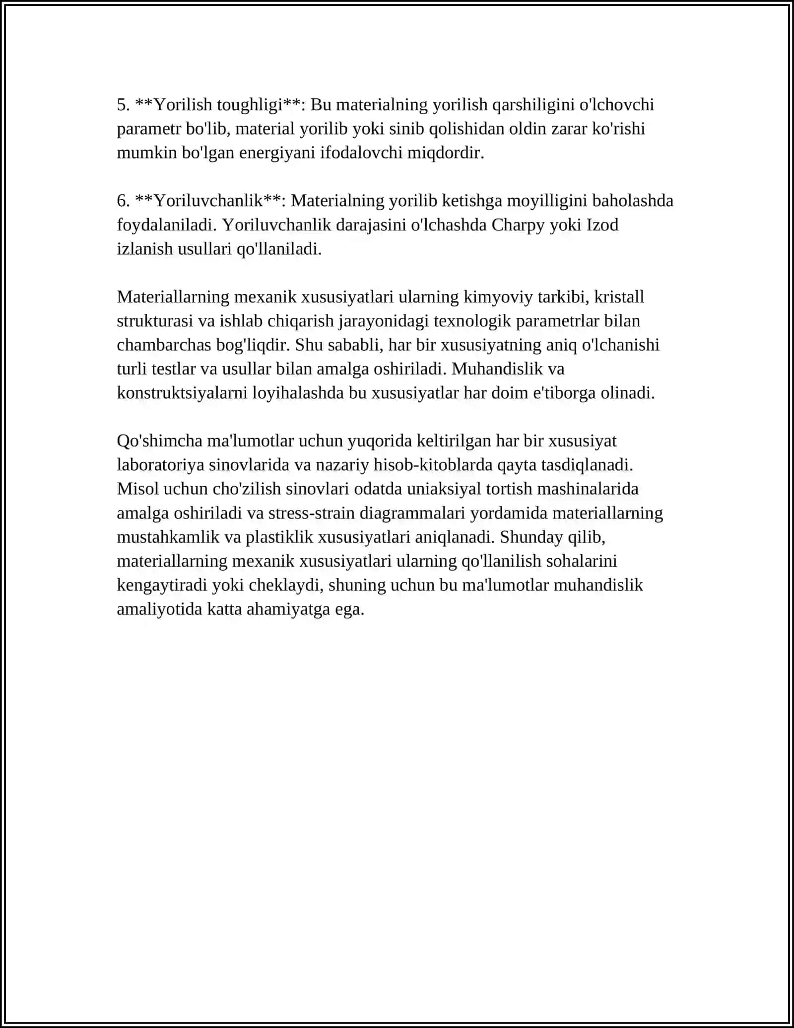 MATERIALLARNING KESILISHGA SINASH ORQALI MUSTAHKAMLIK CHEGARASINI ANIQLASH VA DIAGRAMMASINI QURISH 4