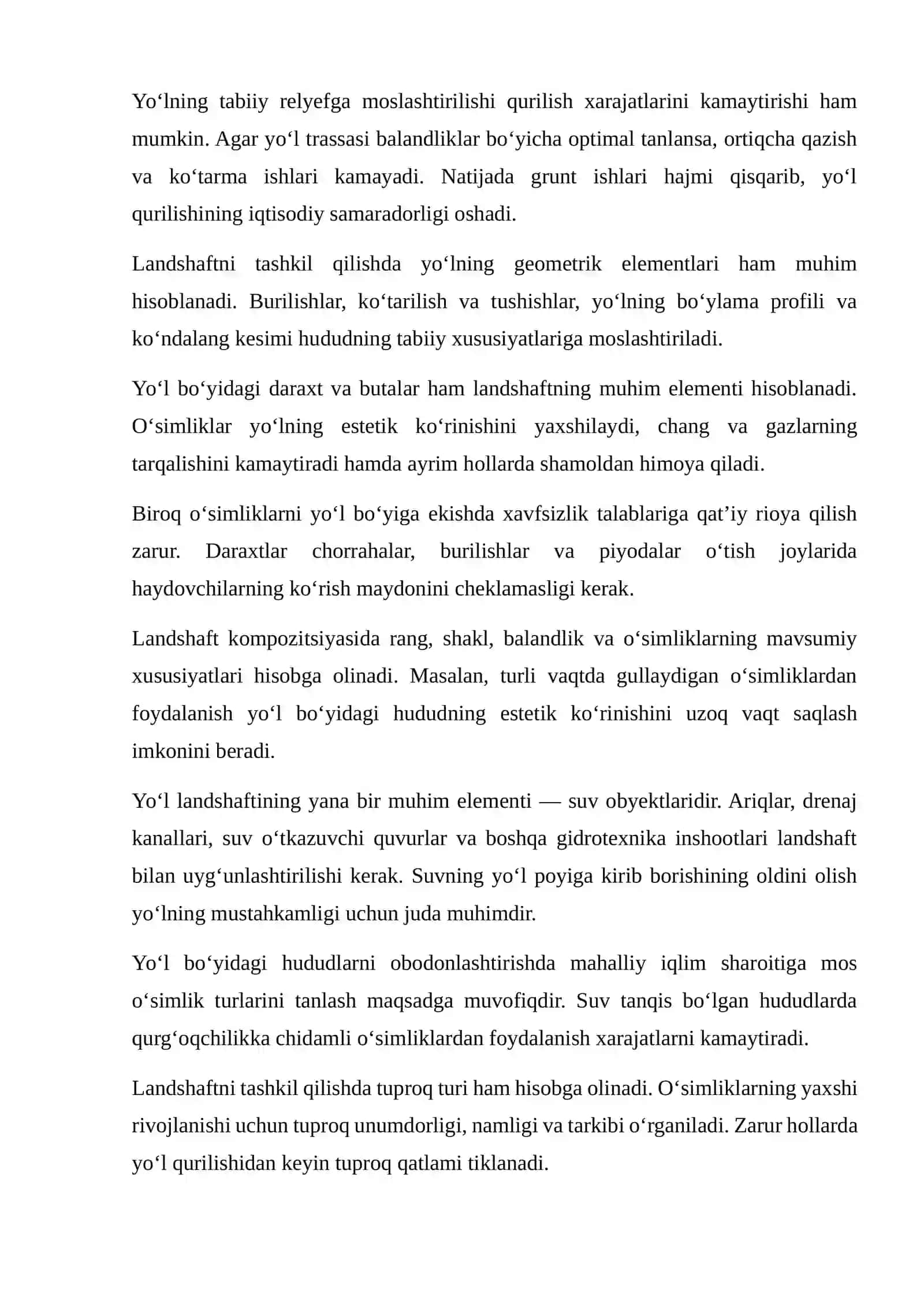 YO‘L INSHOOTLARIDA LANDSHAFT VA ZONALARNI TASHKIL QILISHNING AHAMIYATI 4