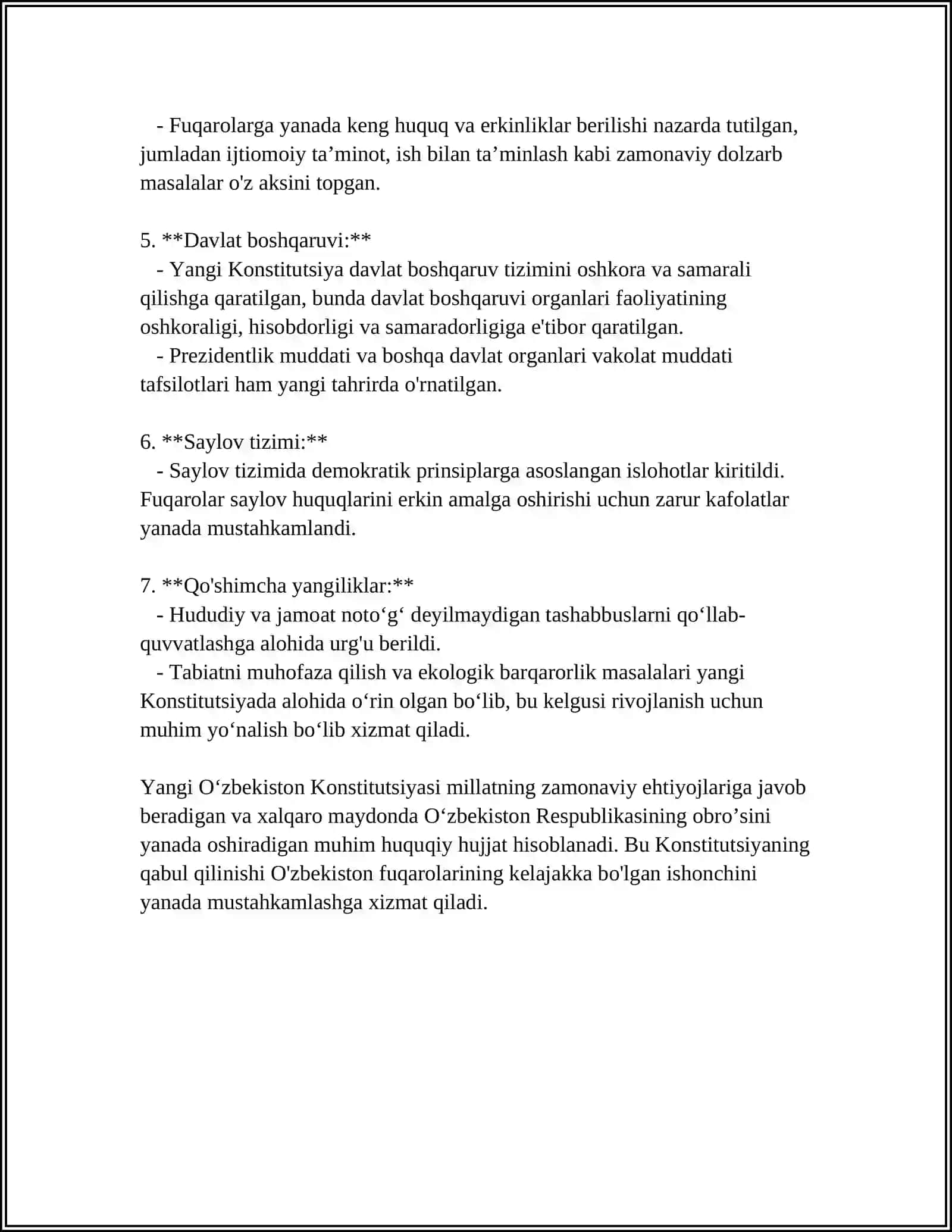 Yangi Oʻzbekiston Konstitutsiyasi 4