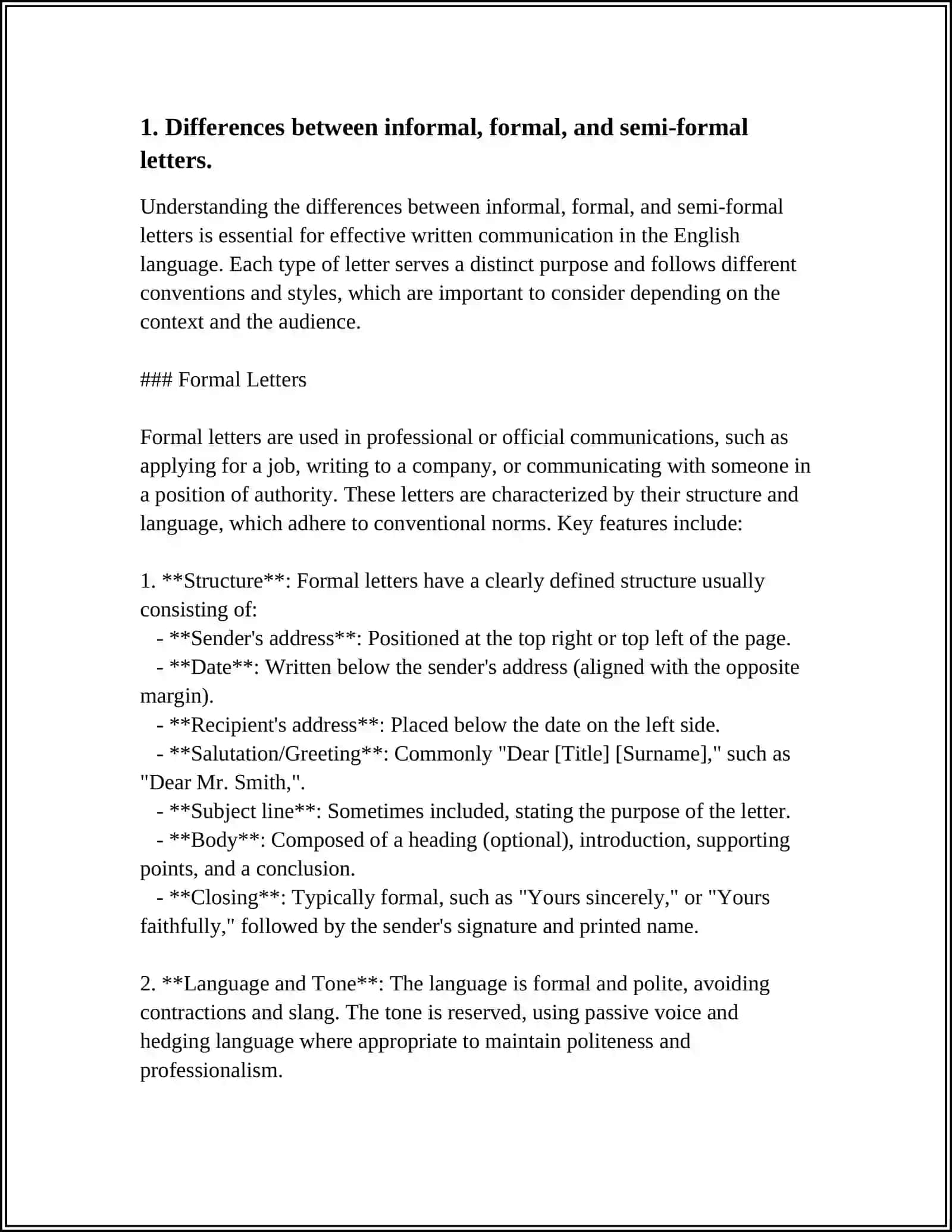 WRITING AN EXAMPLE OF AN INFORMAL LETTER, WRITING AN EXAMPLE OF A FORMAL LETTER, WRITING AN EXAMPLE OF A SEMI-FORMAL LETTER 4