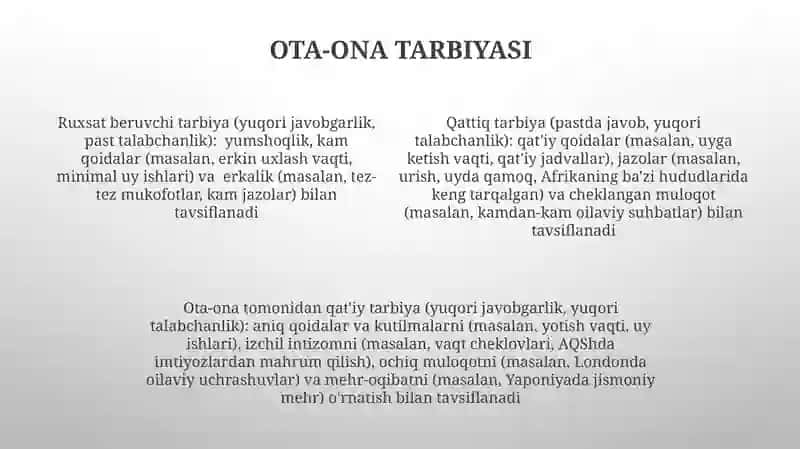 Tarbiyaga taʼsir etuvchi omillar. Tarbiya nazaryasi va tarbiya turlari 4