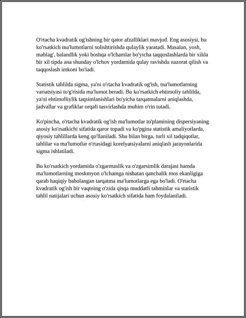 VARIATSIYA KO'RSATKICHLARI: O'RTACHA KVADRATIK OG'ISH,VARIATSIYA KOEFFESIENTI 4