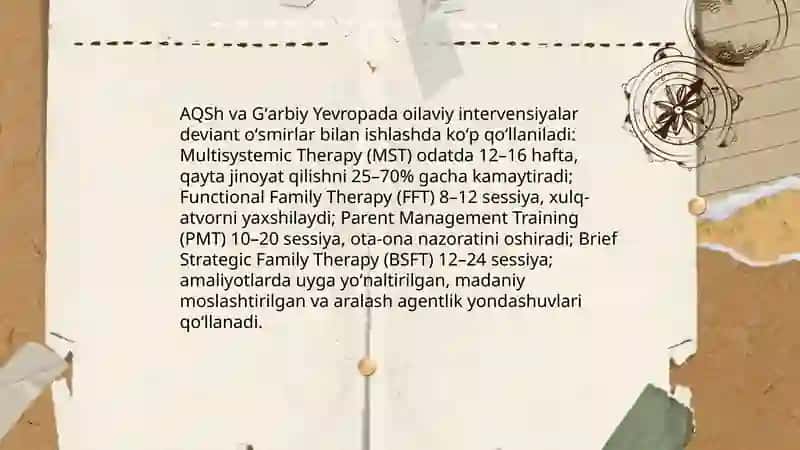 AQSh va Ğarbiy Yevropa mamlakatlarida deviant xulq atvor ōsmirlar va bolalar bilan ijtimoiy ish 4