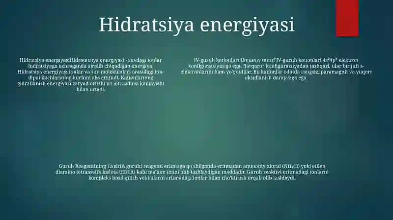 IV-Guruh Kationlarining Umumiy Tavsifi Va Guruh Reagentining Ta'Siri 4