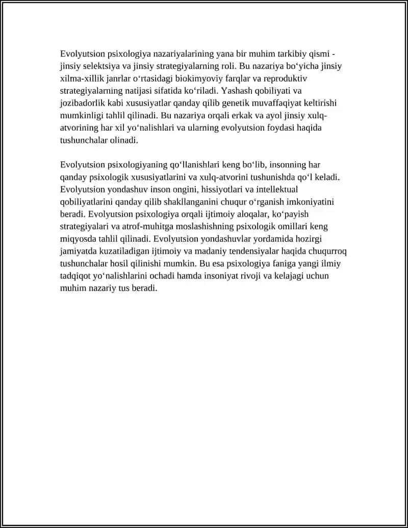 EVOLUTSION PSIXOLOGIYA PSIXOLGIYA SOHASI SIFATIDA 4