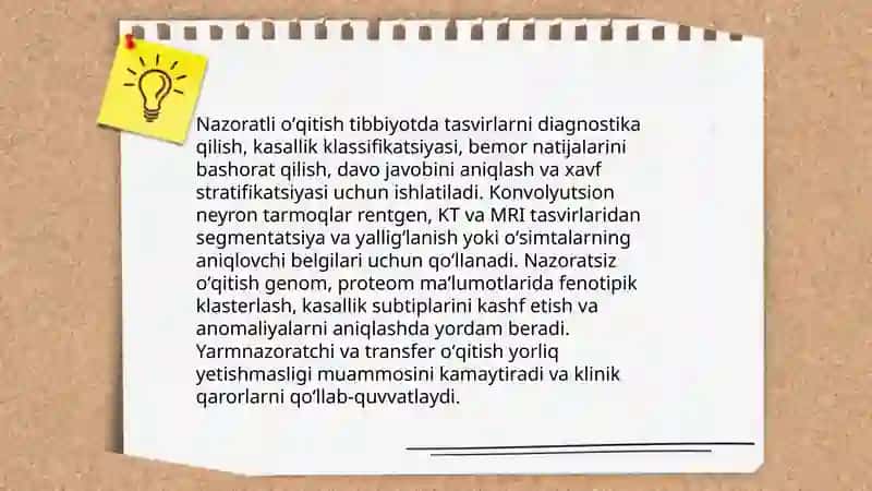 Tibbiyotda sunʼiy intellekt tizimlarida mashinali oʻqitish tushunchasi 4