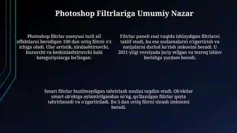 Adobe Photoshop: Tasvirlarni fil'trlash 4