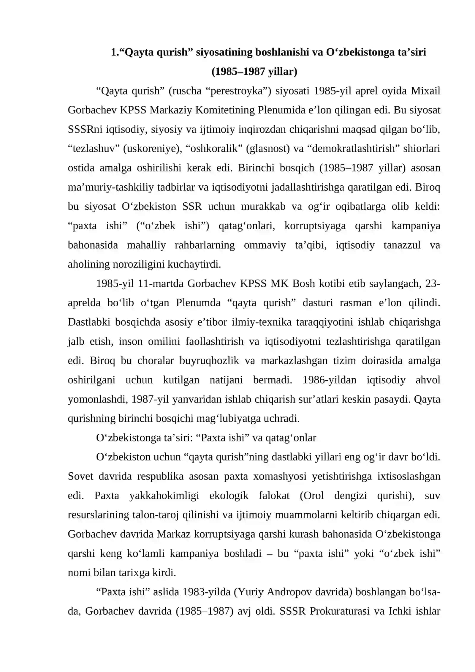 Qayta qurish yillarida Oʻzbekistonda ijtimoiy siyosiy vaziyat 4