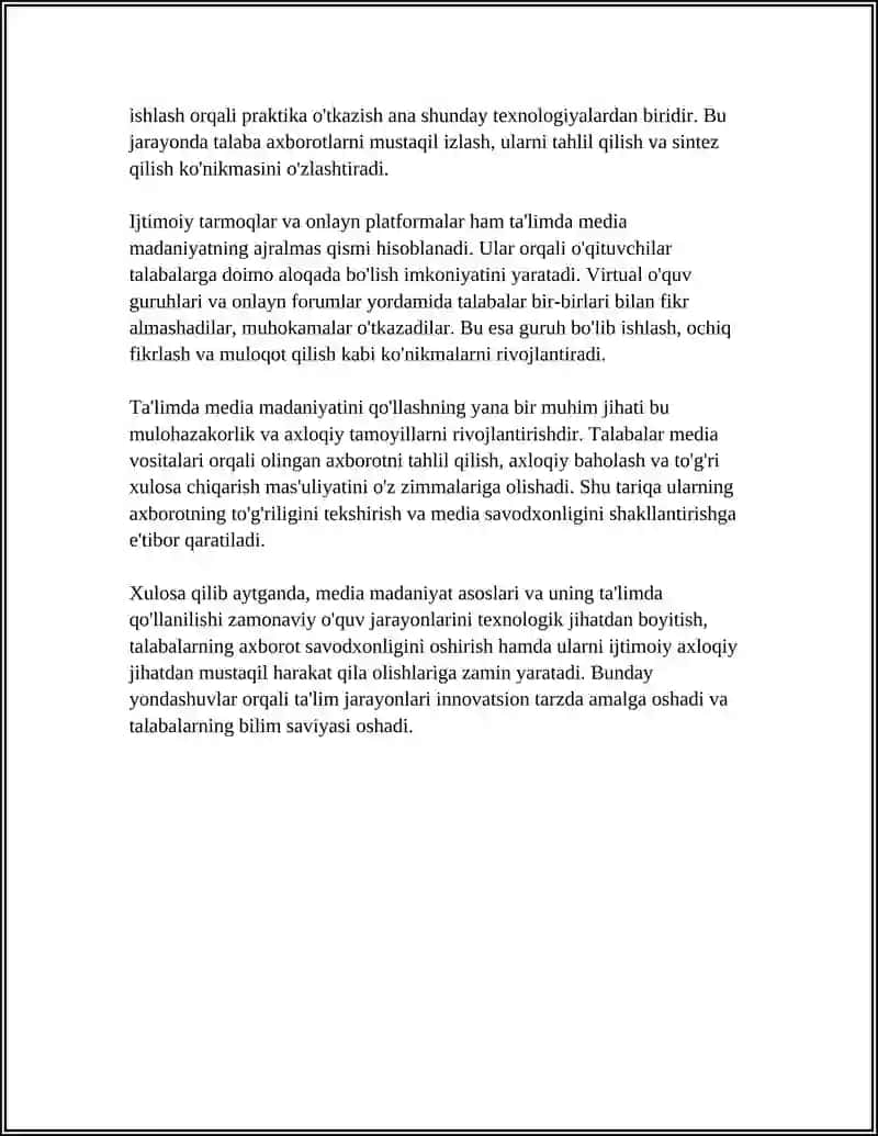 MEDIA MADANIYAT VA INNOVATSION PEDAGOGIK TEXNOLOGIYALAR 4