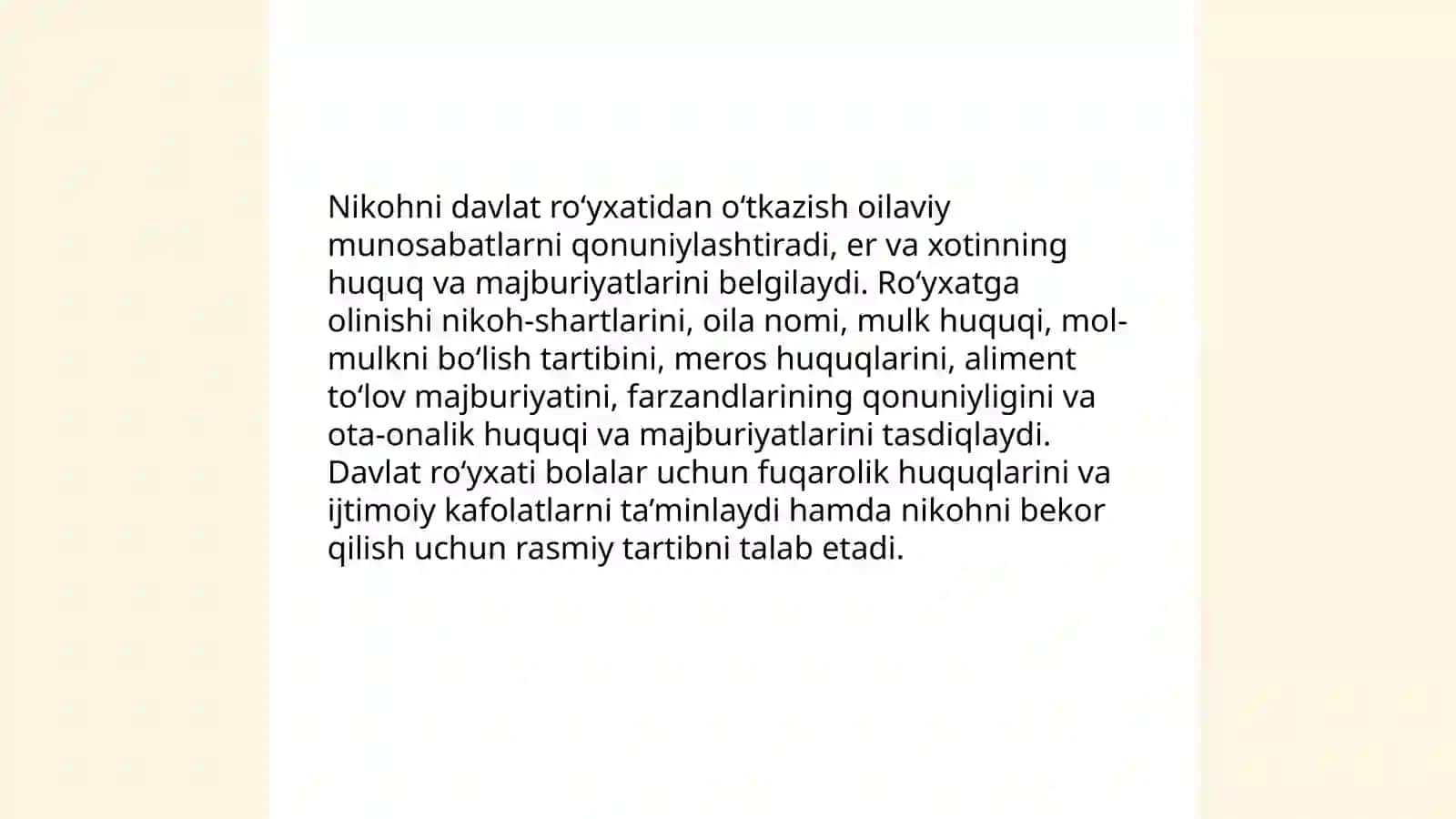 Oila munosabatlarining huquqiy asoslari 4