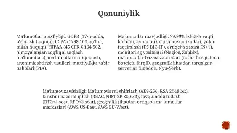 Axborot tizimlariga qoʻyilgan no funksional talablar 4