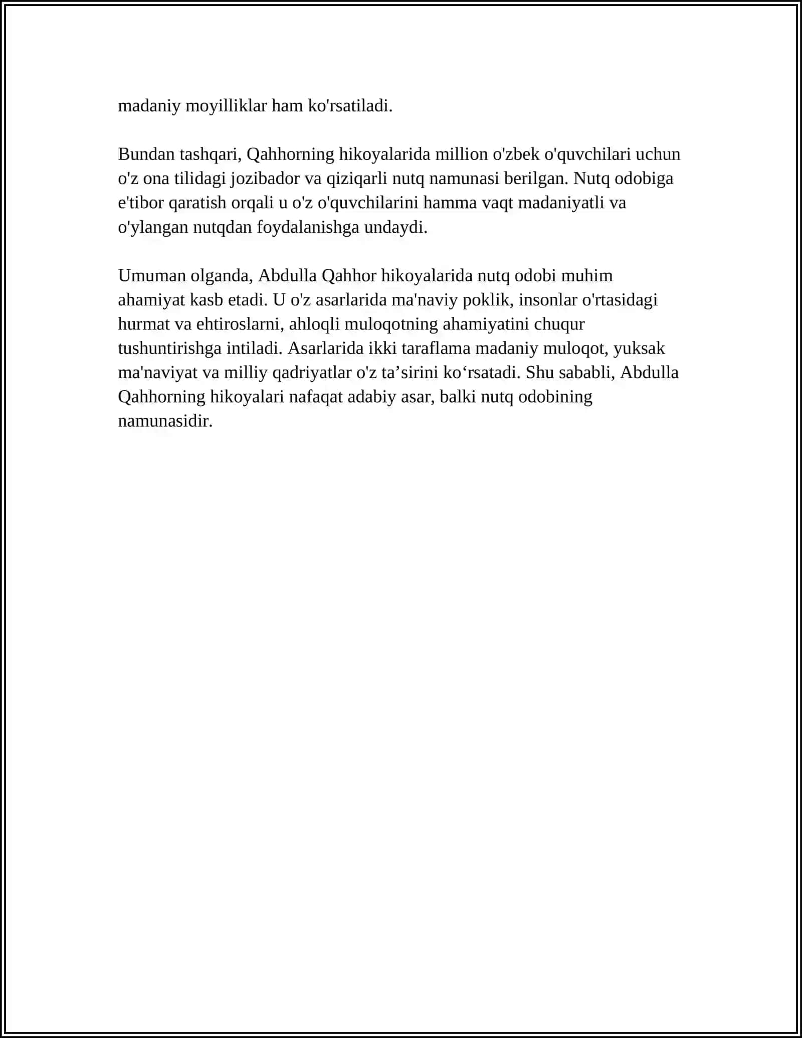 ABDULLA QAHHOR HIKOYALARIDA NUTQ ODOBI 4