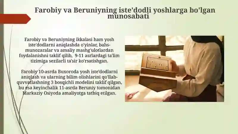 Abu Nasr Forobiy va Abu Rayhon Beruniyning asarlaridagi pedagogik fikrlar 4