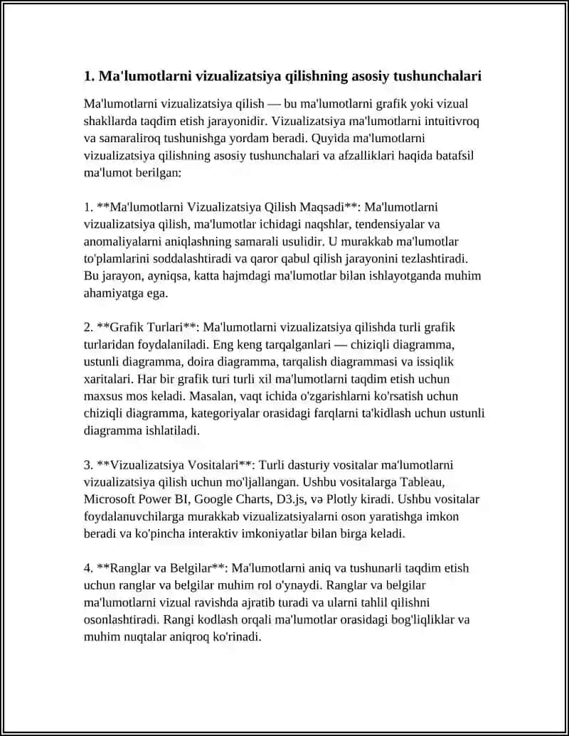 “KATTA MA'LUMOTLARNI QAYTA ISHLASH TEXNOLOGIYALARI VA USULLARI” FANIDAN 4