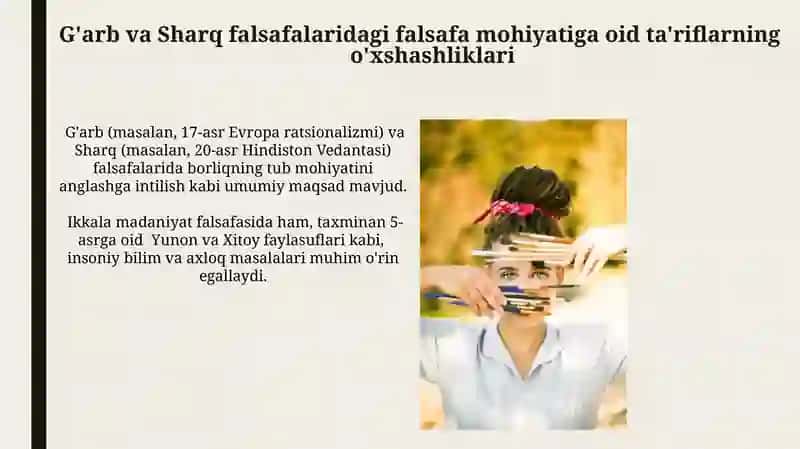 Falsafa mohiyatiga oid Sharq va Gʻarb mutafakkirlari tariflarini tasniflash 4
