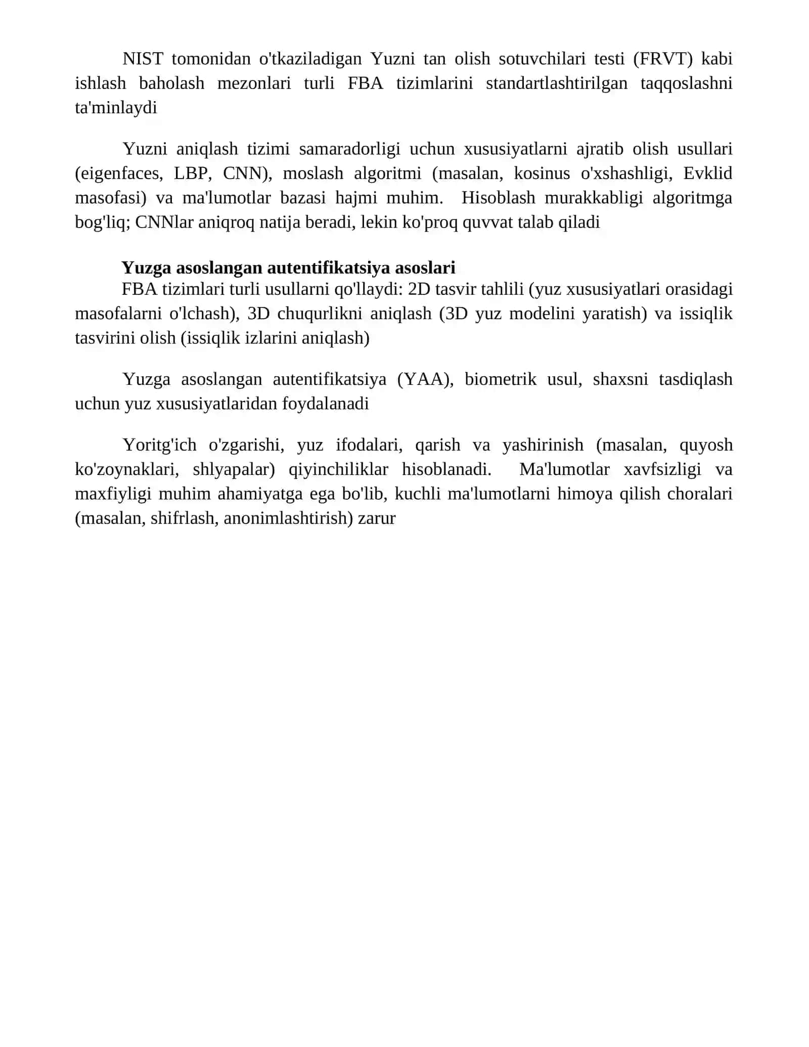 Yuzga asoslangan autentifikatsiya usuli va uning xususiyatlari 4