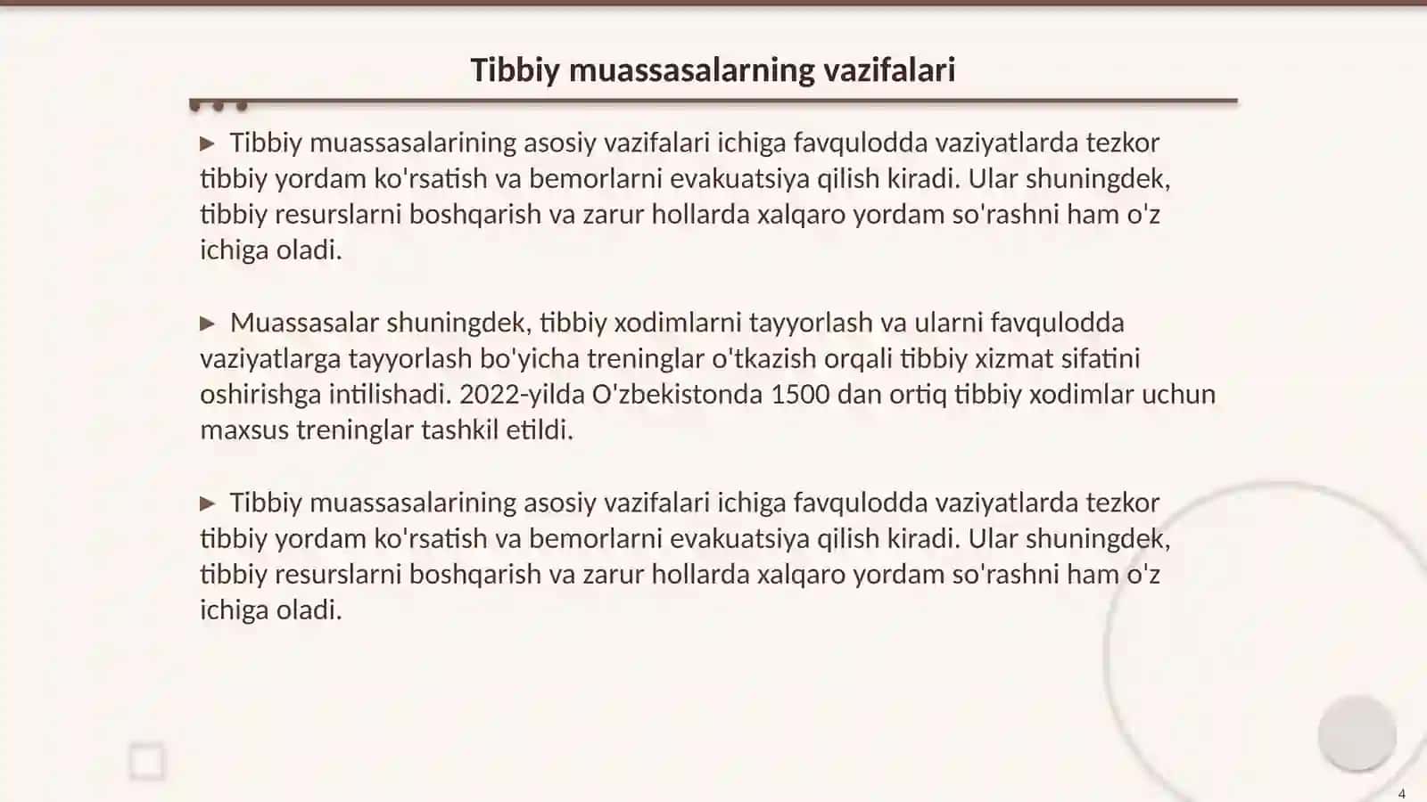 Favqulodda vaziyatlarda fuqaro muhofazasi tibbiy xizmati 4