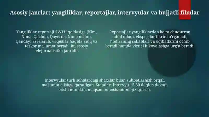 Telejurnalistikada janrlar 4