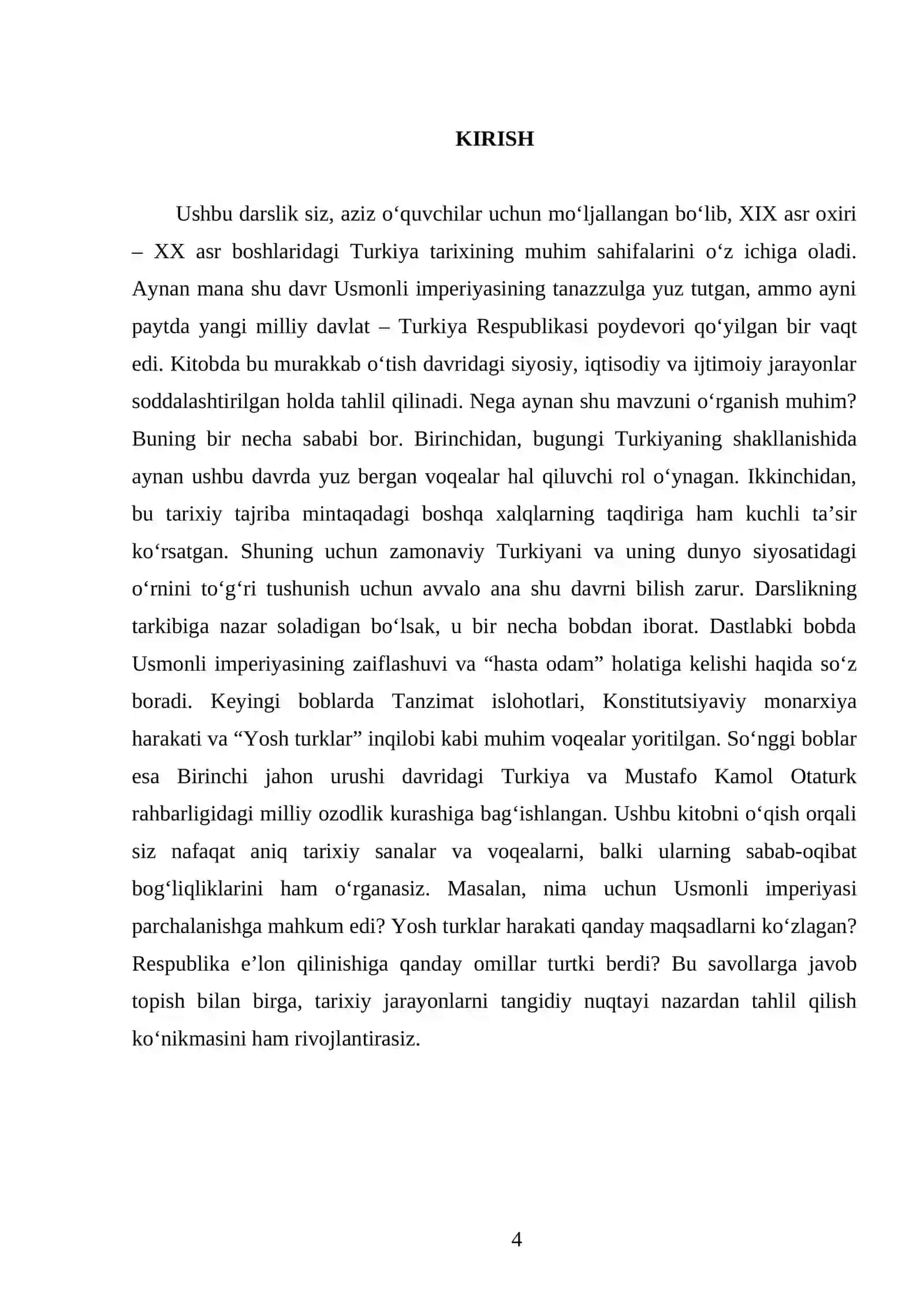 XIX ASR OXIRI - XX ASR BOSHLARIDA TURKIYA 9 - SINF 4