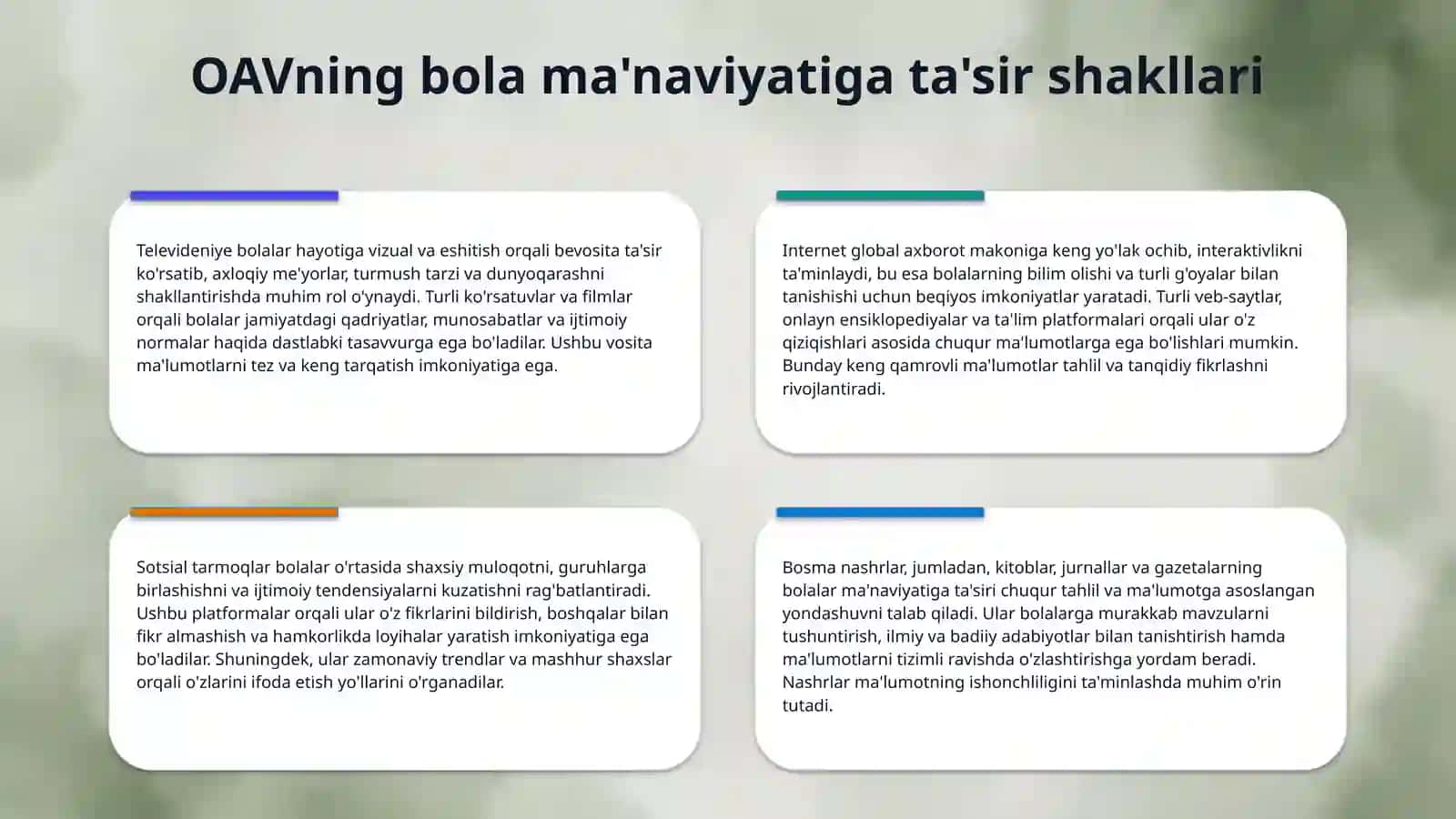 Ommaviy axborot vositalarining bola maʼnaviyatini rivojlantirishga taʼsiri 4
