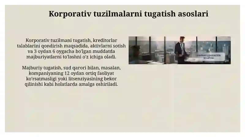 Korporativ tuzilmalarni qayta tashkil etish va tugatish tartibi 4