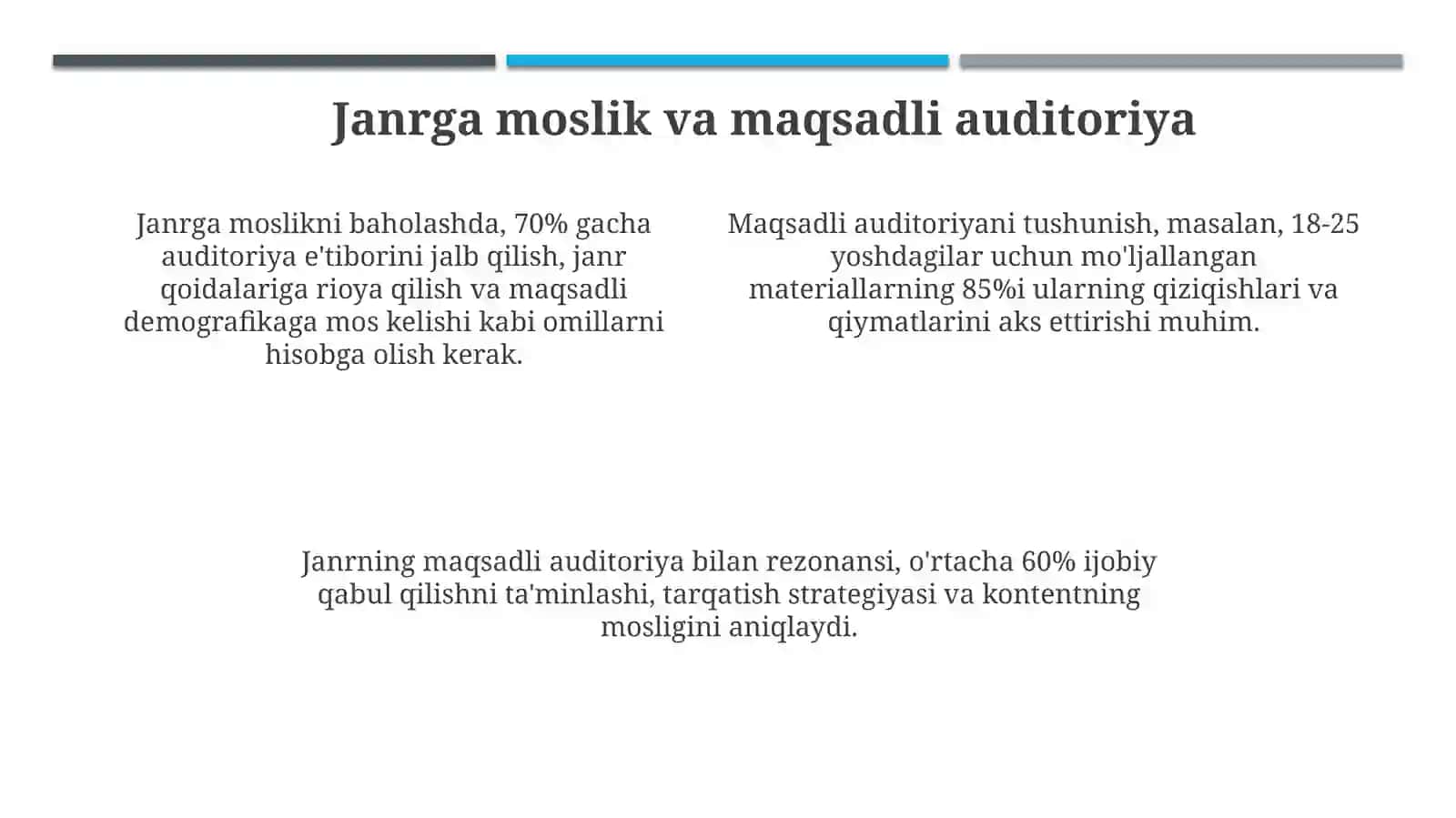 Biror media materialini janrga ko‘ra tahlil qiling, kamchilik va yutuqlarini ko‘rsating 4