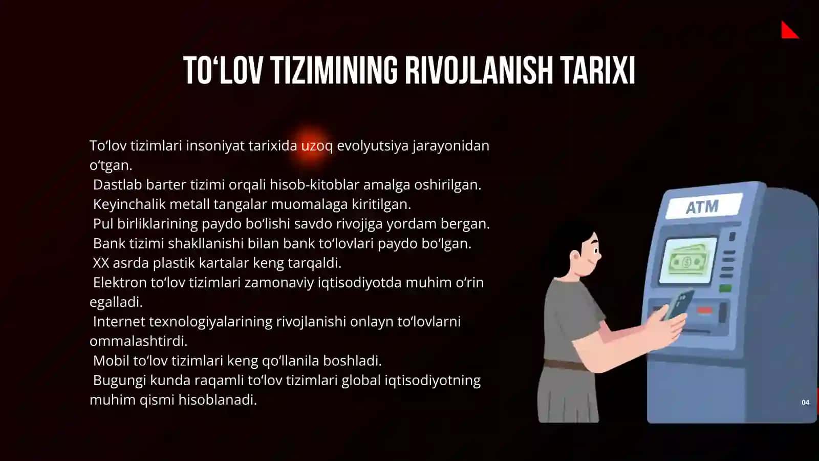 TO'LOV TIZIMI TUSHUNCHASI, UNING ELEMENTLARI VA SUBEKTLARI 4