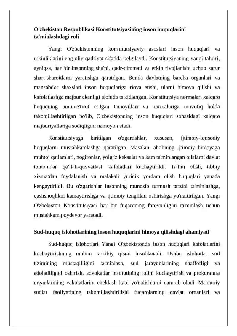 Yangi O'zbekistonda inson haq huquqlari va erkinliklari kafolati yaratilishi 4