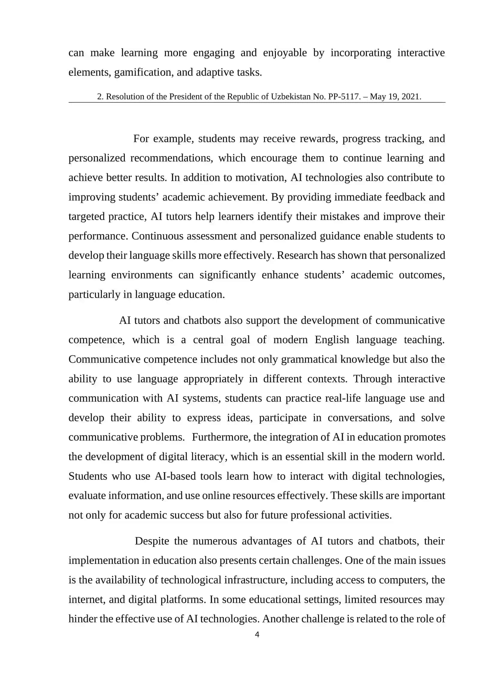 Artificial intelligence (AI) tutors and chatbots: personalizing English instruction to boost motivation and ACHIEVEMENT 4