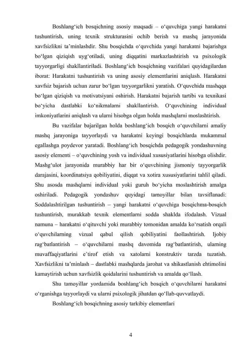 HARAKATLARGA O'RGATISH BOSQICHLARI 4