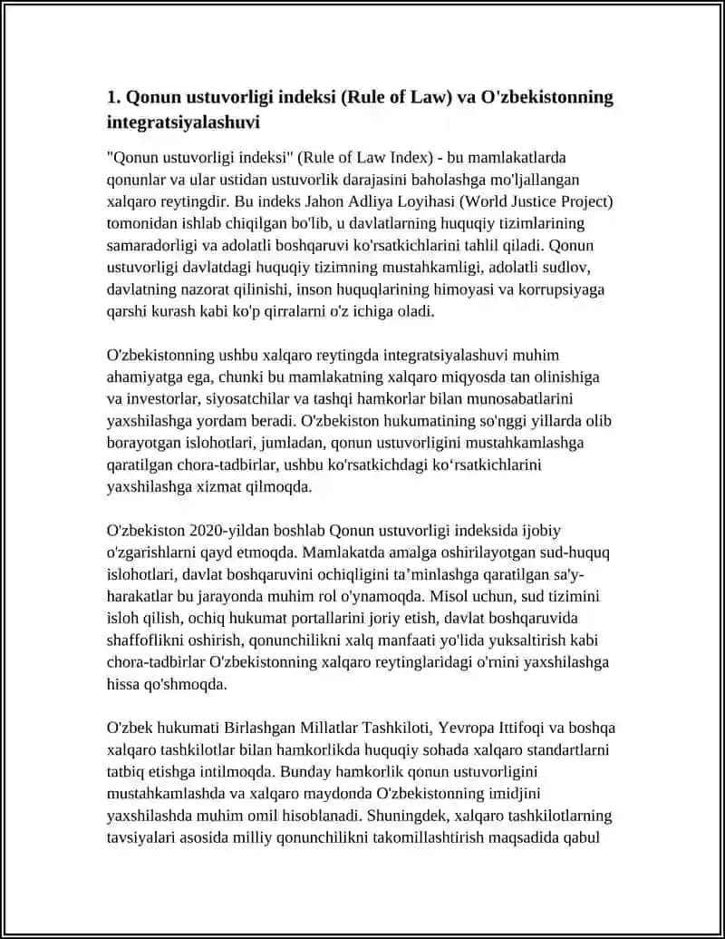 SIYOSIY-HUQUQIY SOHADAGI USTUVOR XALQARO REYTINGLAR VA ULARGA O'ZBEKISTON INTEGRATSIYALASHUVI 4