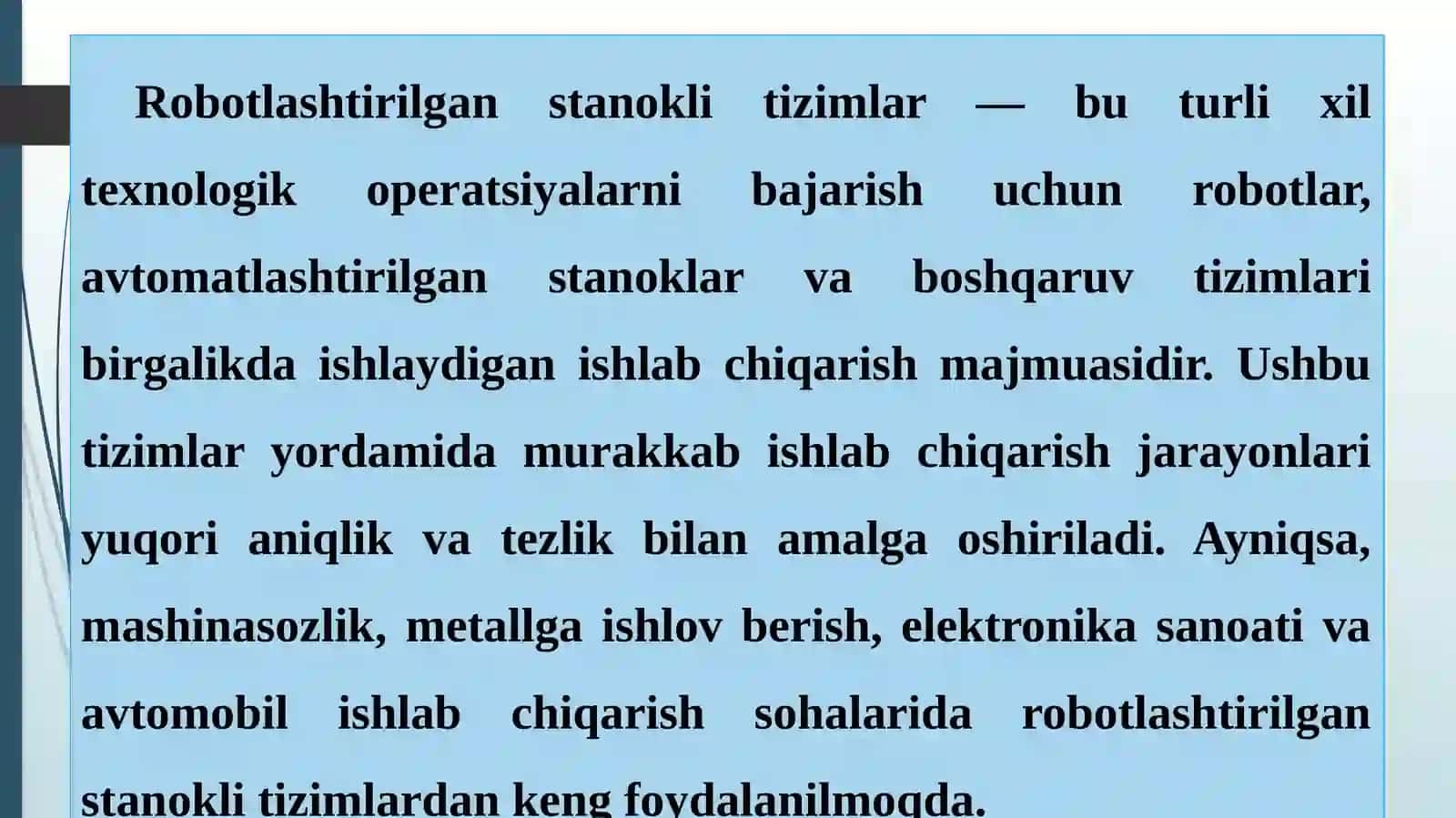 ROBOTLASHTIRILGAN STANOKLI TIZIMLARI 4