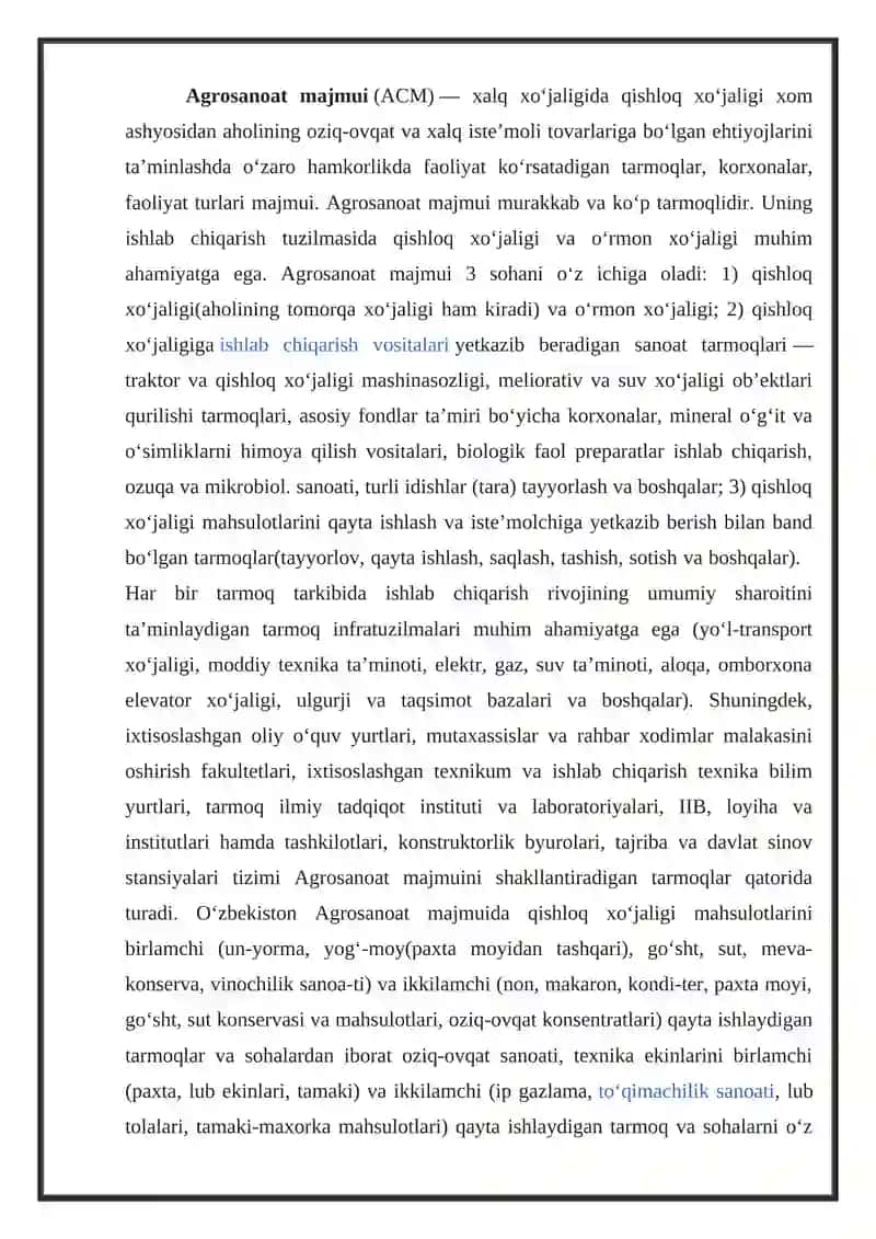 Agrosanoat Majmui – Iqtisodiyotning Ko‘p Tarmoqli Tizimi 4