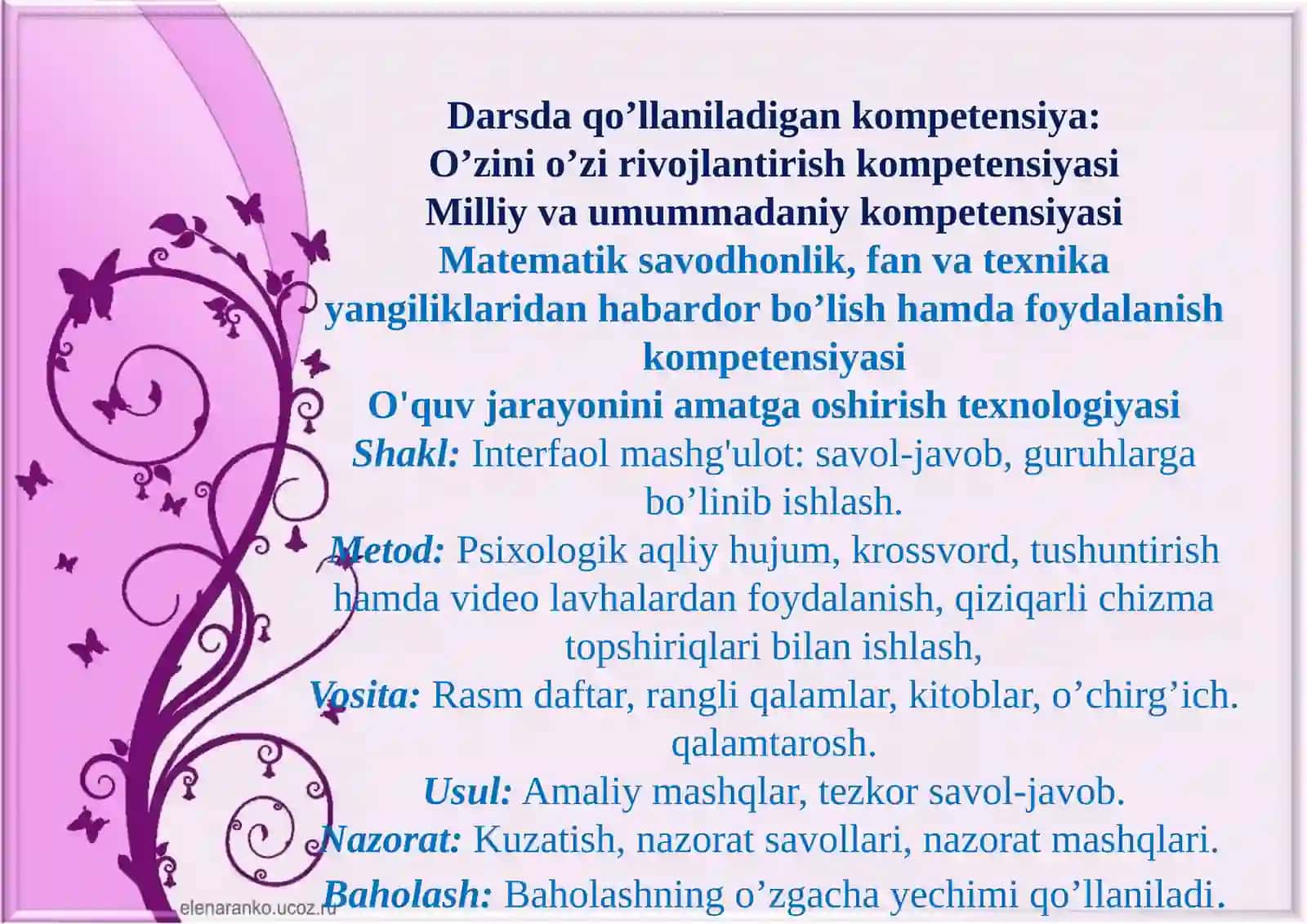7-sinf Tasviriy san'at fanidan O'zbekistonda amaliy bezak san'ati mavzusida dars ishlanma 4