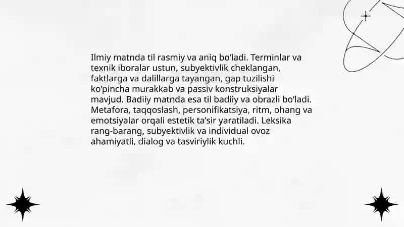 Ilmiy matn va badiy matn 4