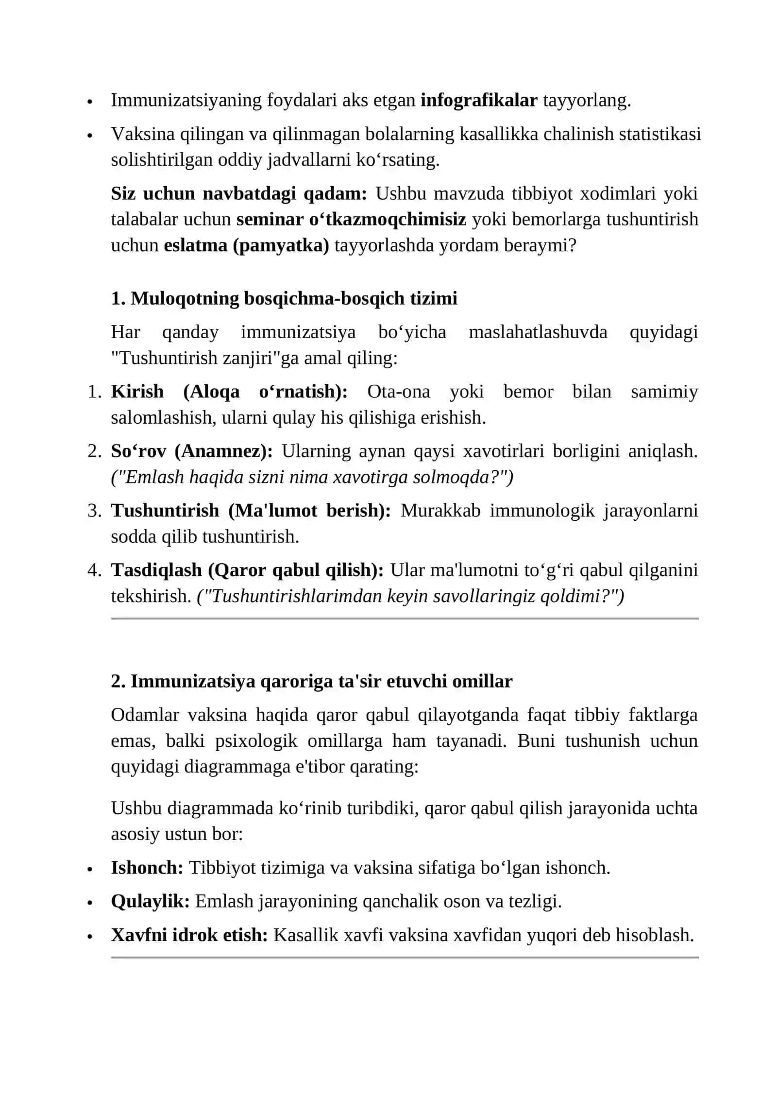 Immunizasiyadagi muammolar, shaxslararo muloqot 4