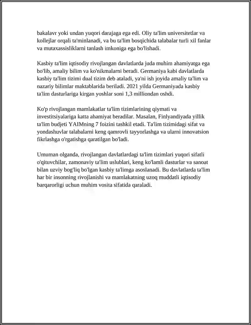 IQTISODIY RIVOJLANGAN DAVLATLARDA TA'LIM TIZIMI 4