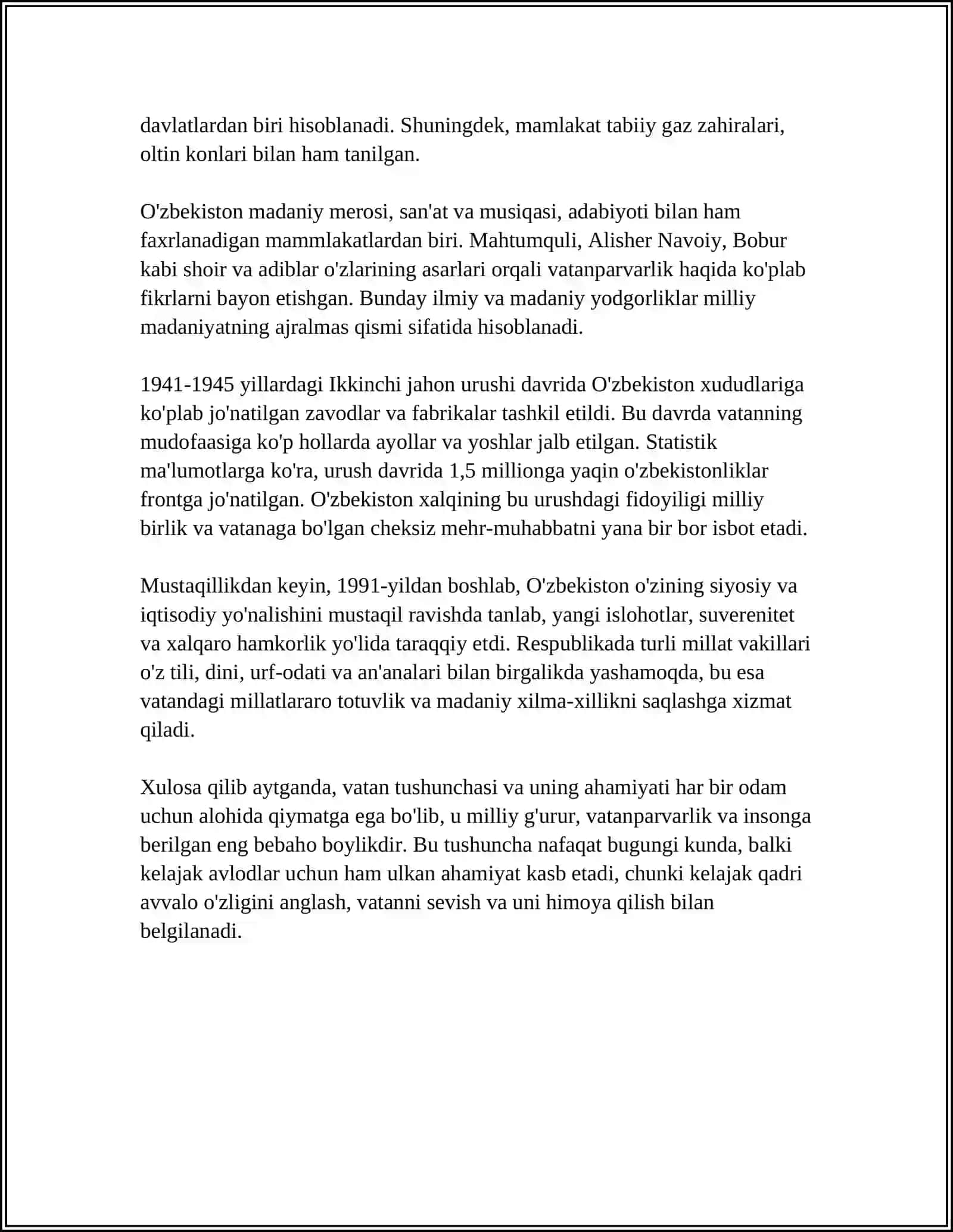 ONA VATAN TOʻGʻRISIDA REFERAT 4