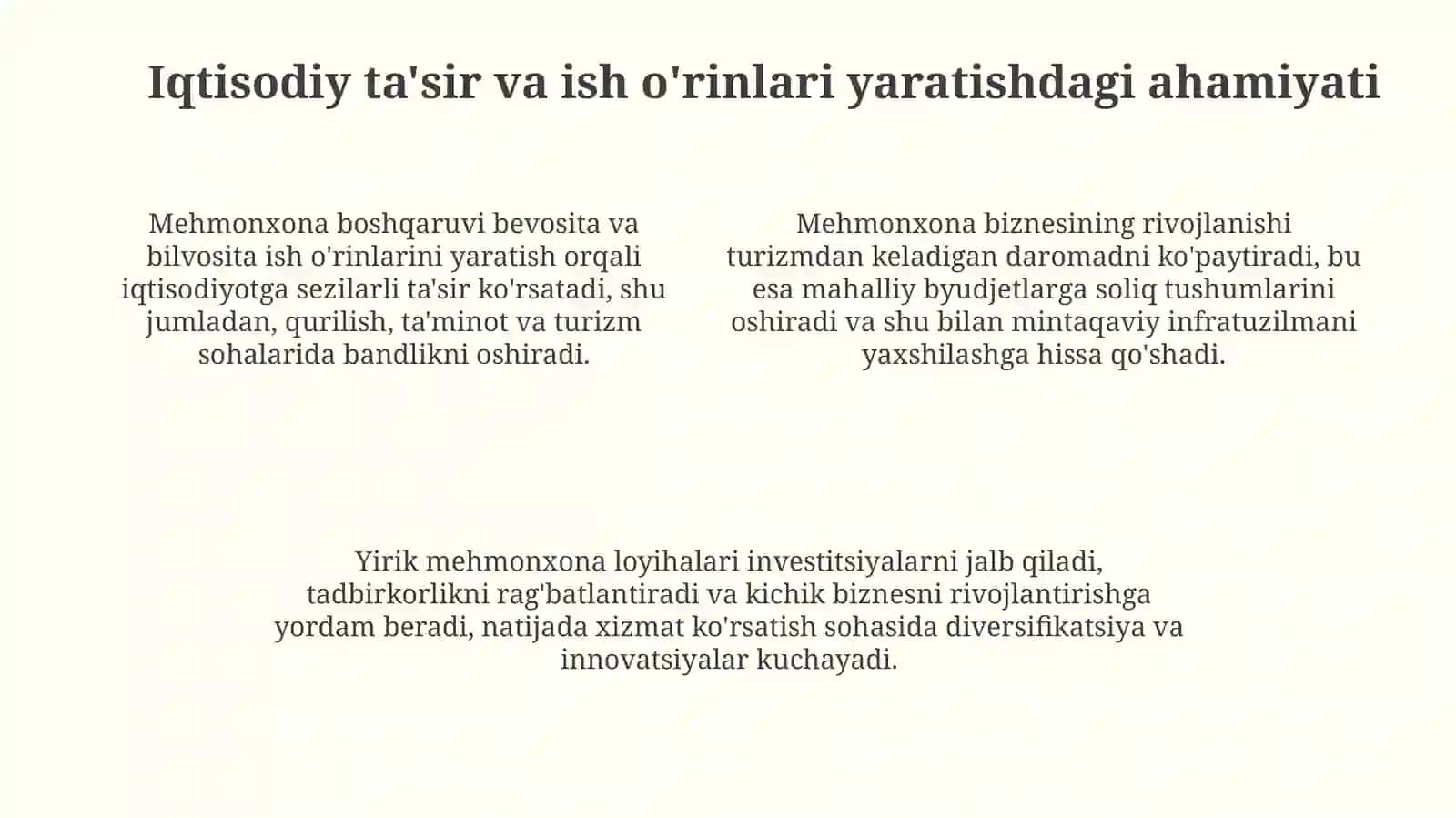 Mehmonxona Xizmat Ko'rsatish sohasi 4